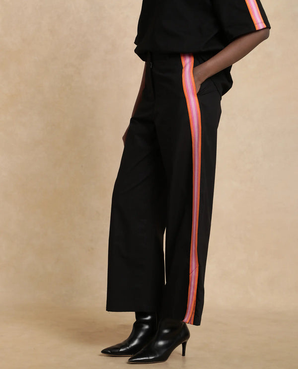 Rareism Women Nonwen-B Black Cotton Fabric Hook Closure Wide Fit Ankle Length Plain Trouser