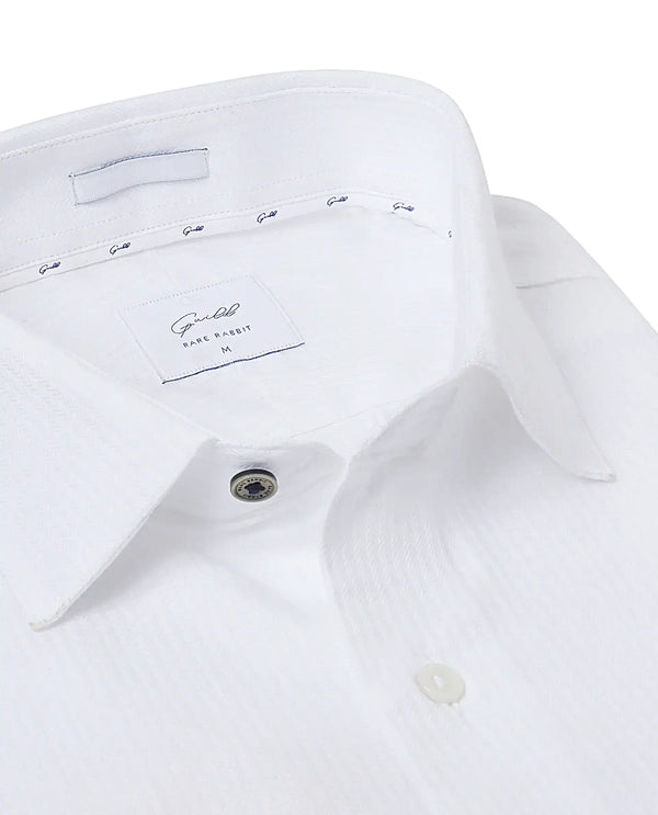 Rare Rabbit Mens Novo White Full Sleeve Regular Fit Self Stripe Shirt