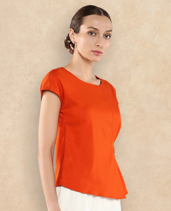 Rareism Women Nrob Orange Plain Top
