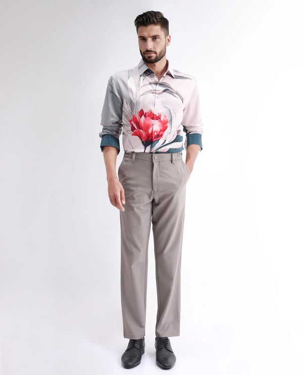 Rare Rabbit Men Numa Teal Viscose Blend Fabric Full Sleeve Collared Neck Jacquard Shirt