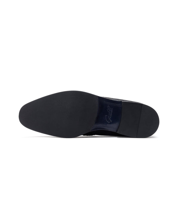 Rare Rabbit Men's Snaker Black Slip-On Genuine Textured Leather Guild Branded Loafer