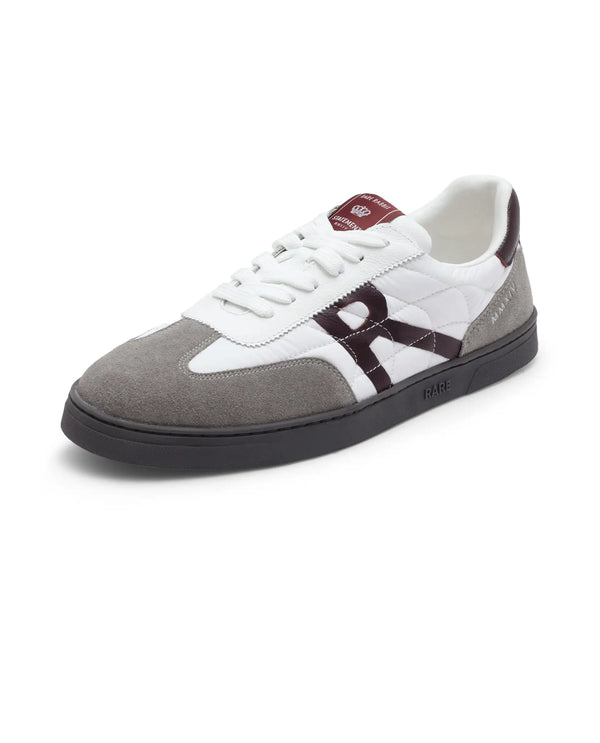 Rare Rabbit Men Atlas White Genuine Suede and Parachute Dual Tone Lace-Up Sneaker Shoes