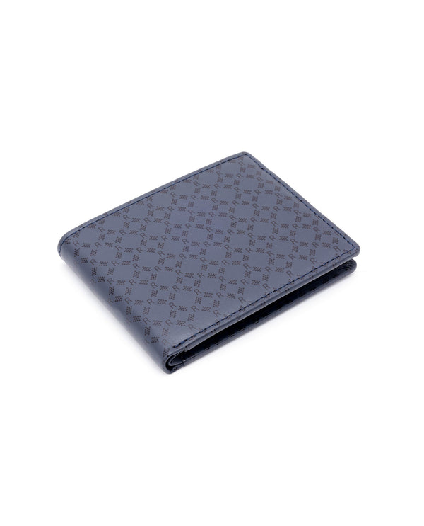 Rare Rabbit Men's Bamb Blue Bi-Fold Slim RFID Embossed Wallet