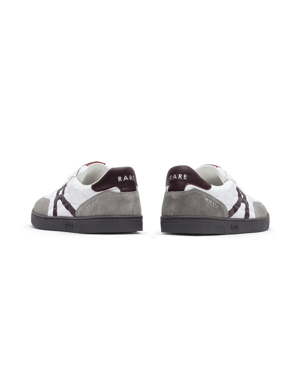 Rare Rabbit Men Atlas White Genuine Suede and Parachute Dual Tone Lace-Up Sneaker Shoes