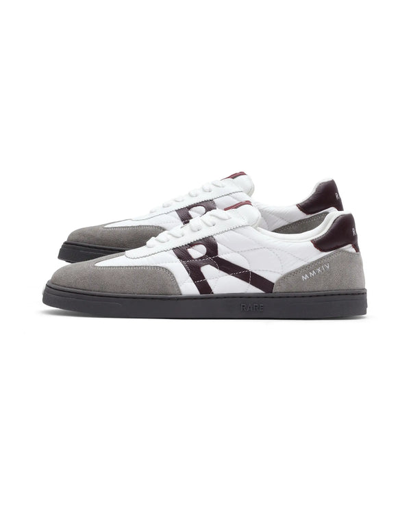 Rare Rabbit Men Atlas White Genuine Suede and Parachute Dual Tone Lace-Up Sneaker Shoes