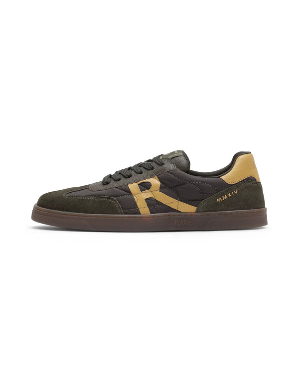 Rare Rabbit Men Atlas Olive Genuine Suede and Parachute Dual Tone Lace-Up Sneaker Shoes