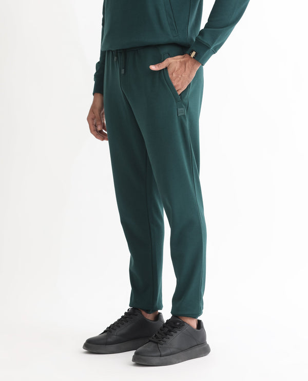 Rare Rabbit Mens Oza Dark Green Cotton Polyester Fabric Drawstring Closure Regular Fit Mid Rise Trackpant