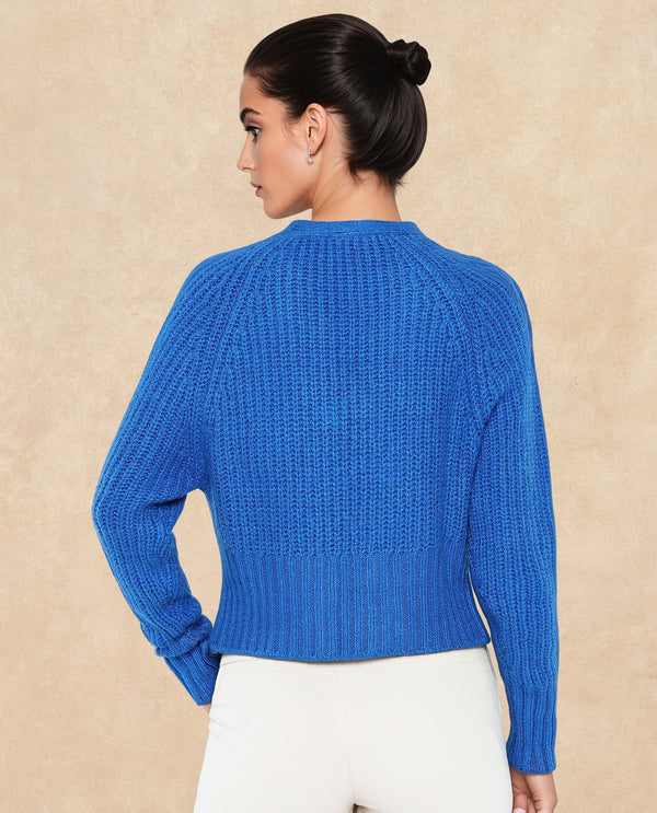 Rareism Women Okali Blue Relaxed Fit Plain Cardigan