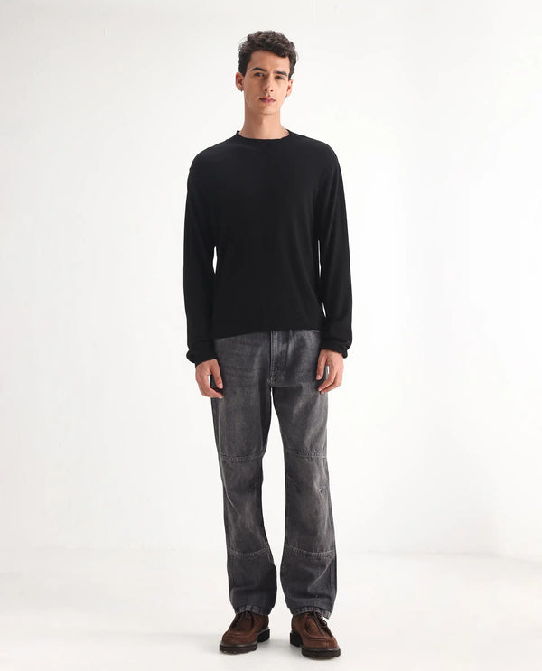 Rare Rabbit Men Oleg Dark Grey Cotton Fabric Mid Wash Cut and Sew Regular Fit Plain Denim Pant