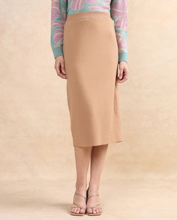 Rareism Women Omerli S Beige Relaxed Fit Plain Skirt