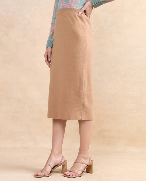 Rareism Women Omerli S Beige Relaxed Fit Plain Skirt