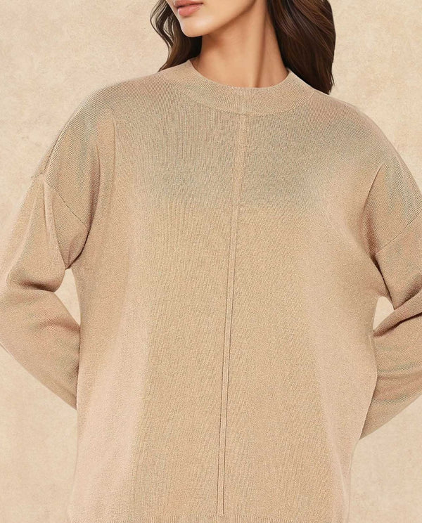 Rareism Women Omerli T Beige Oversized Fit Plain Sweater