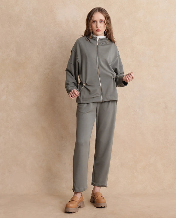 Rareism Women Onerler Dusky Green Full Sleeve Sweatshirt