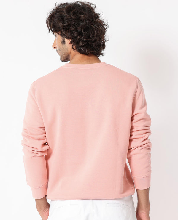 Rare Rabbit Men's Oranj Orange Cotton Polyester Fabric Full Sleeves Embroidery Branding Sweatshirt