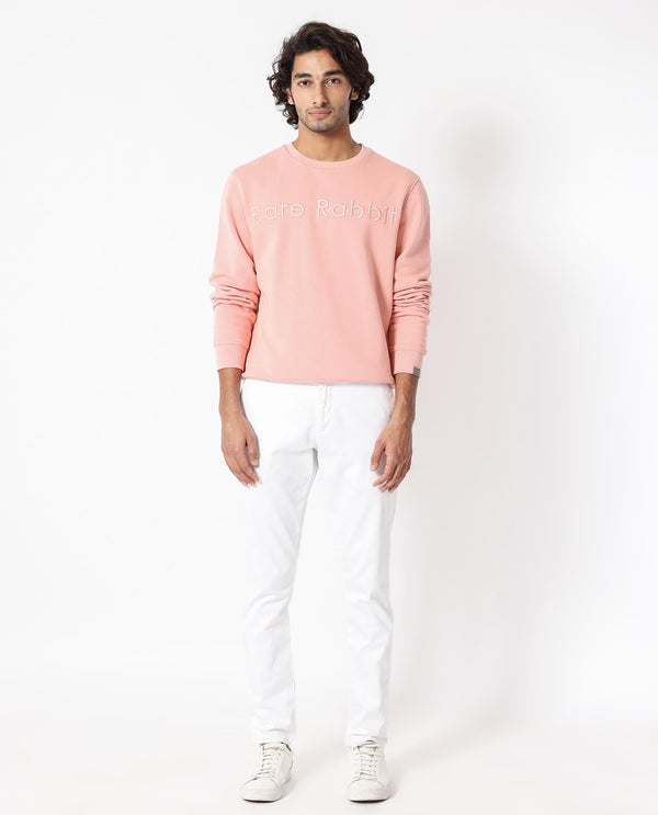 Rare Rabbit Men's Oranj Orange Cotton Polyester Fabric Full Sleeves Embroidery Branding Sweatshirt