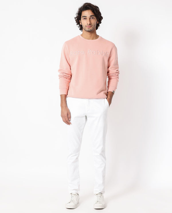 Rare Rabbit Men's Oranj Orange Cotton Polyester Fabric Full Sleeves Embroidery Branding Sweatshirt
