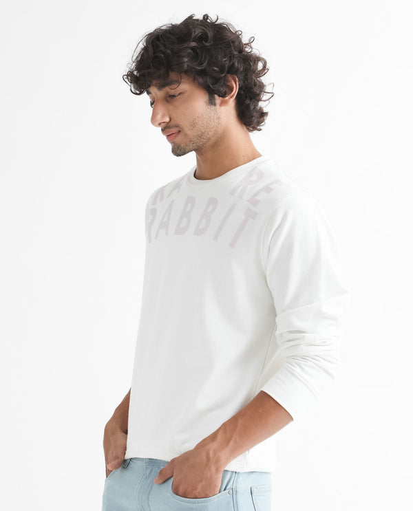 Rare Rabbit Men'S Oren Off White Sweatshirt Full Sleeves Solid