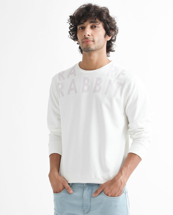 Rare Rabbit Men'S Oren Off White Sweatshirt Full Sleeves Solid