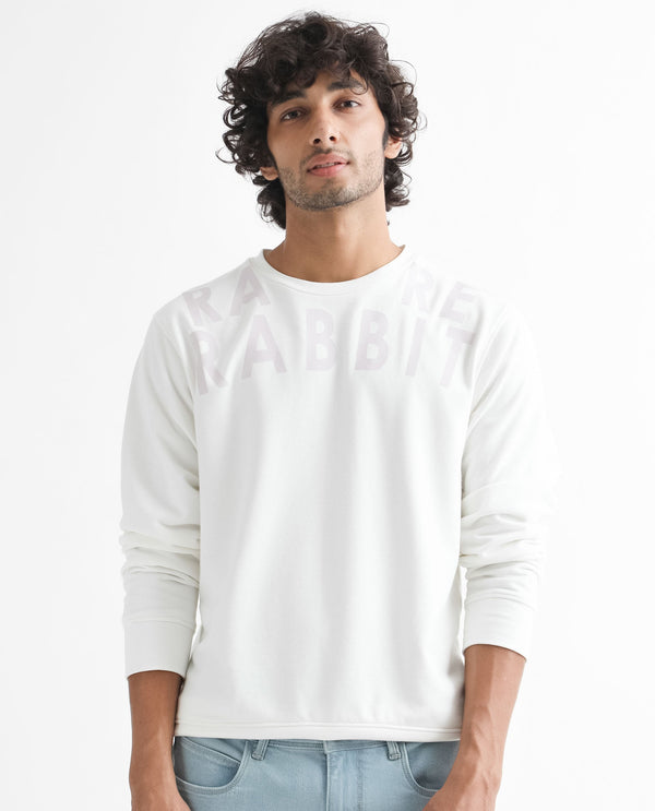 Rare Rabbit Men'S Oren Off White Sweatshirt Full Sleeves Solid