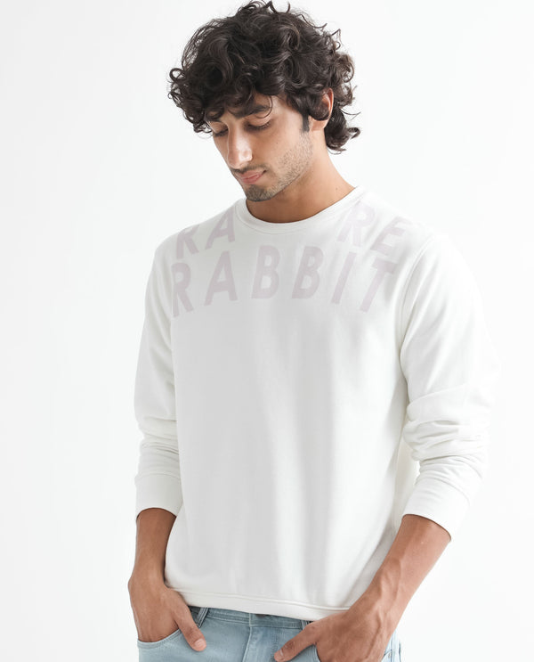 Rare Rabbit Men'S Oren Off White Sweatshirt Full Sleeves Solid