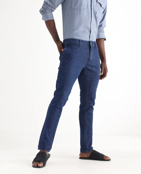 Rare Rabbit Men's Osmar Blue Mid Wash Mid-Rise Stretch Jeans