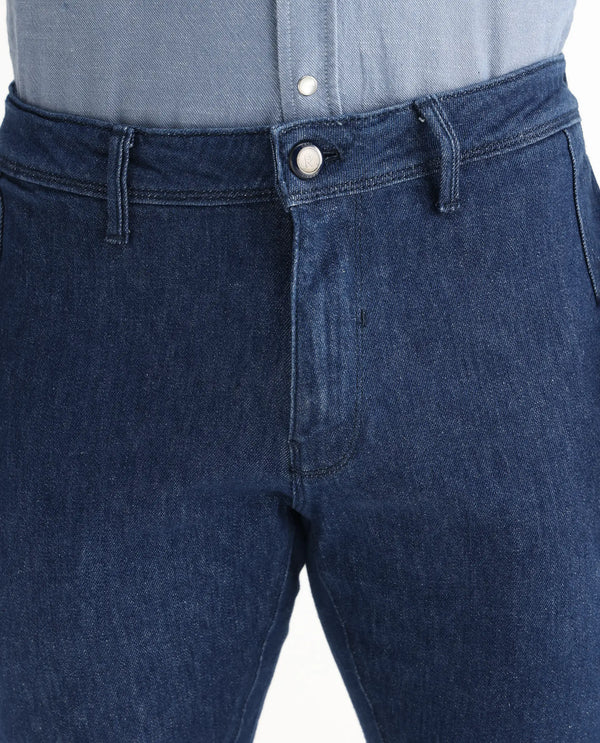 Rare Rabbit Men's Osmar Blue Mid Wash Mid-Rise Stretch Jeans