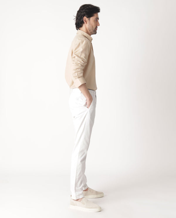 Rare Rabbit Mens Otago Beige Cotton Fabric Full Sleeves Regular Fit Solid Twill Shirt