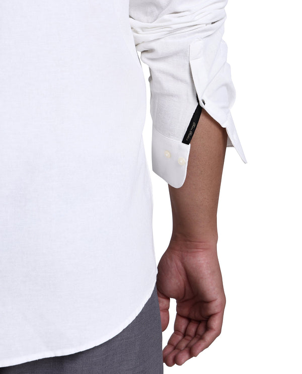 Rare Rabbit Mens Otago White Cotton Fabric Full Sleeves Plus Size Fit Solid Twill Shirt