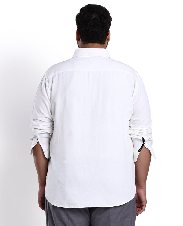 Rare Rabbit Mens Otago White Cotton Fabric Full Sleeves Plus Size Fit Solid Twill Shirt
