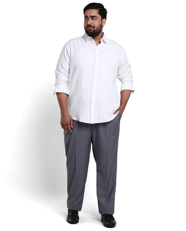 Rare Rabbit Mens Otago White Cotton Fabric Full Sleeves Plus Size Fit Solid Twill Shirt