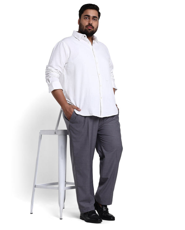 Rare Rabbit Mens Otago White Cotton Fabric Full Sleeves Plus Size Fit Solid Twill Shirt