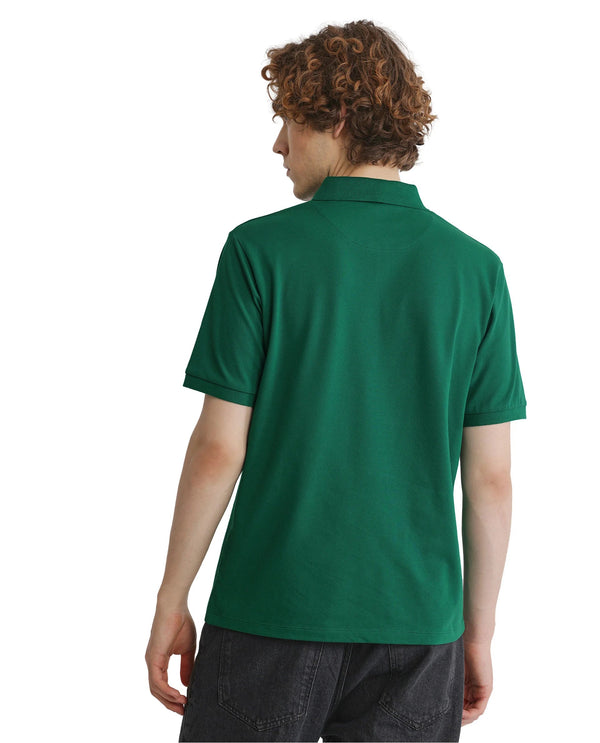 Rare Rabbit Men Otes Green Short Sleeve Regular Fit Embroidered Branding Plain Polo