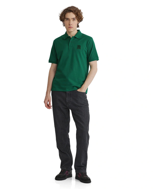 Rare Rabbit Men Otes Green Short Sleeve Regular Fit Embroidered Branding Plain Polo