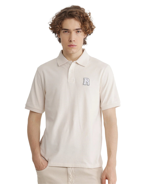 Rare Rabbit Men Otes Off White Short Sleeve Regular Fit Embroidered Branding Plain Polo