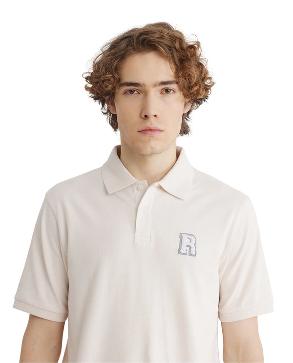 Rare Rabbit Men Otes Off White Short Sleeve Regular Fit Embroidered Branding Plain Polo