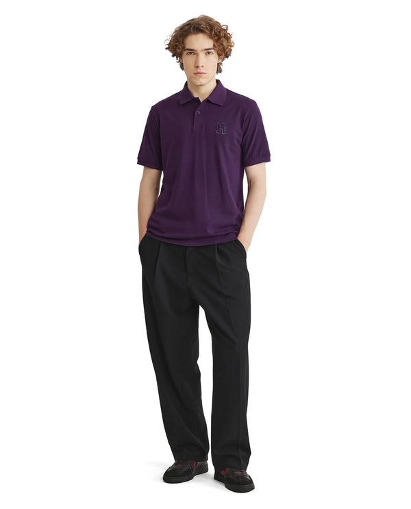 Rare Rabbit Men Otes Purple Short Sleeve Regular Fit Embroidered Branding Plain Polo