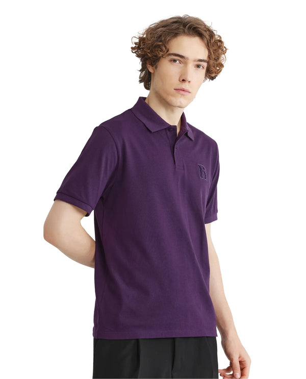 Rare Rabbit Men Otes Purple Short Sleeve Regular Fit Embroidered Branding Plain Polo