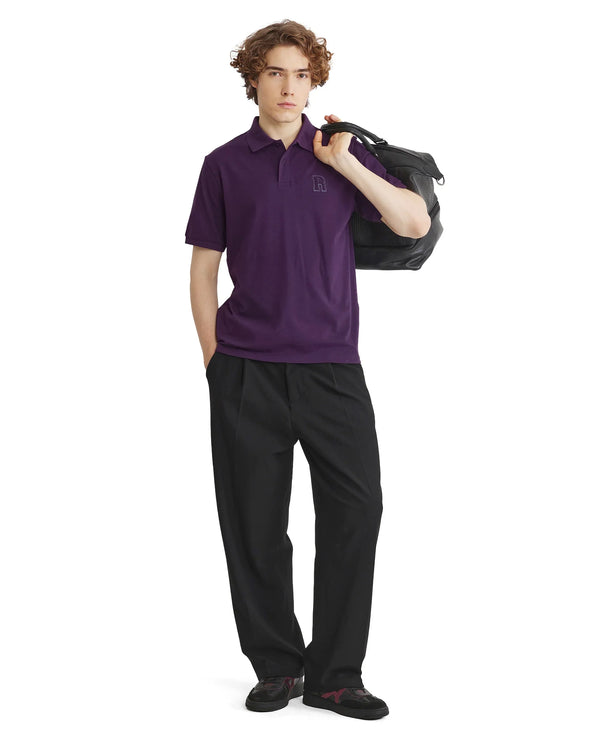 Rare Rabbit Men Otes Purple Short Sleeve Regular Fit Embroidered Branding Plain Polo