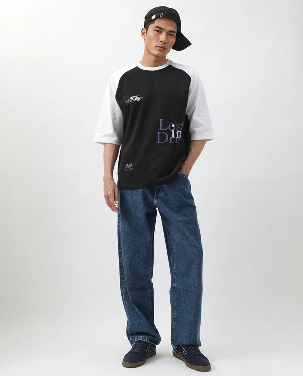 Rare Rabbit Men's Otto Light Blue Cotton Fabric Drawstring Closure Baggy Loose Fit Plain Jeans