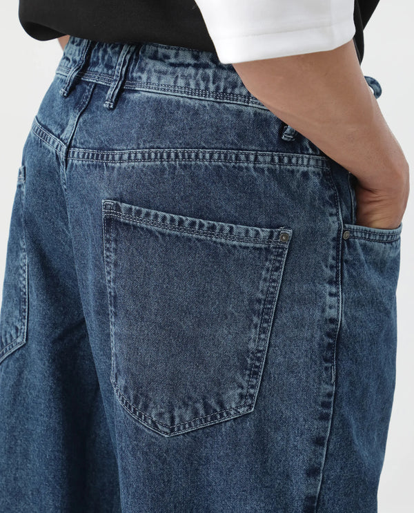 Rare Rabbit Men's Otto Light Blue Cotton Fabric Drawstring Closure Baggy Loose Fit Plain Jeans