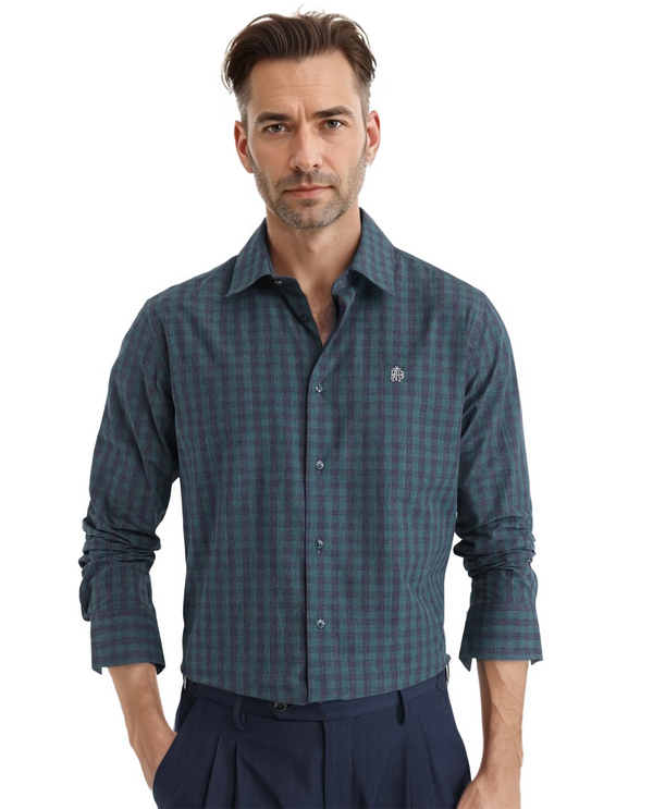 Rare Rabbit Men Otts Dark Green Cotton Poly Fabric Full Sleeve Regular Fit Checked Shirt