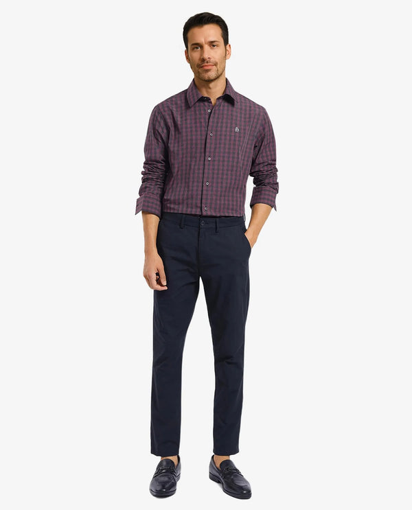 Rare Rabbit Men Otts Dark Maroon Cotton Poly Fabric Full Sleeve Regular Fit Checked Shirt