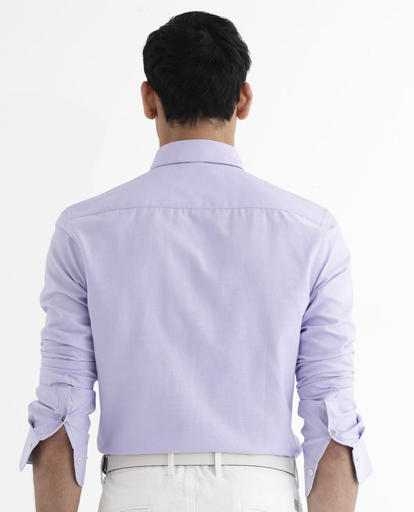 Rare Rabbit Men's Oxfom Light Purple Cotton Polyester Fabric Full Sleeves Button Down Collar Regular Fit Plain Formal Shirt