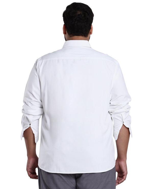 Rare Rabbit Men's Oxfom White Cotton Polyester Fabric Full Sleeves Button Down Collar Plus Size Fit Plain Formal Shirt