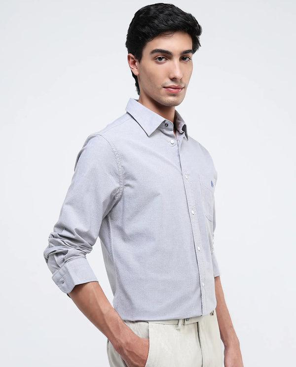 Rare Rabbit Men Oxob Grey Full Sleeve Collared Neck Button Closure Regular Fit Plain Shirt