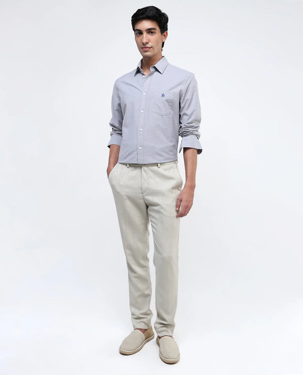 Rare Rabbit Men Oxob Grey Full Sleeve Collared Neck Button Closure Regular Fit Plain Shirt