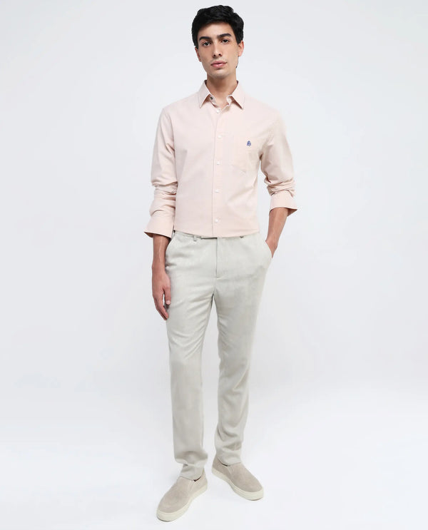 Rare Rabbit Men Oxob Pastel Mustard Full Sleeve Collared Neck Button Closure Regular Fit Plain Shirt