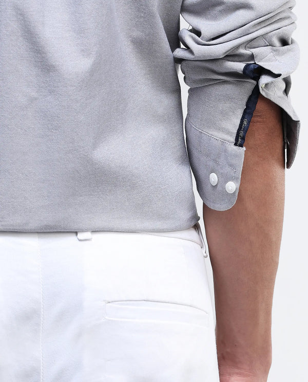 Rare Rabbit Men Oxo Grey Full Sleeve Collared Neck Button Closure Regular Fit Plain Shirt