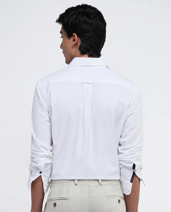 Rare Rabbit Men Oxo White Full Sleeve Collared Neck Button Closure Regular Fit Plain Shirt