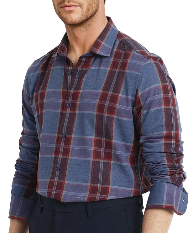 Rare Rabbit  Men's Paina Red Cotton Fabric Full Sleeves Regular Fit Twill Dupplin Checks Shirt